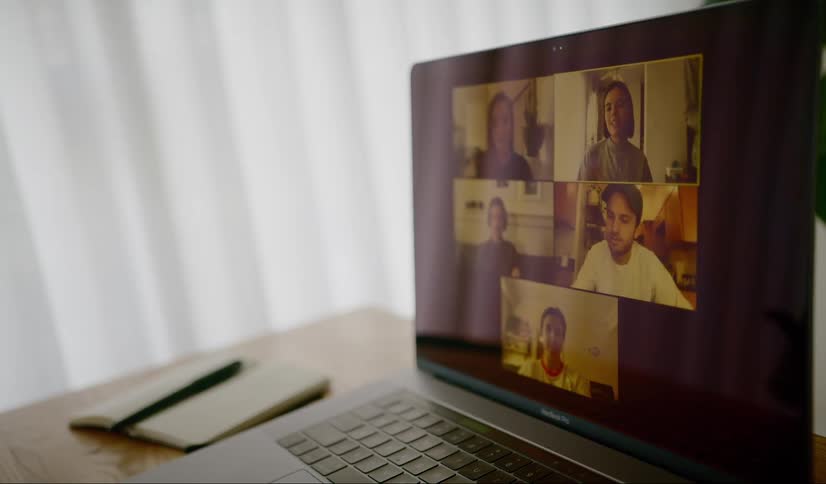 A group of friends make a video call during lockdown because of the coronavirus