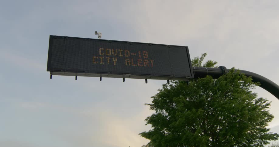 A sign in the city