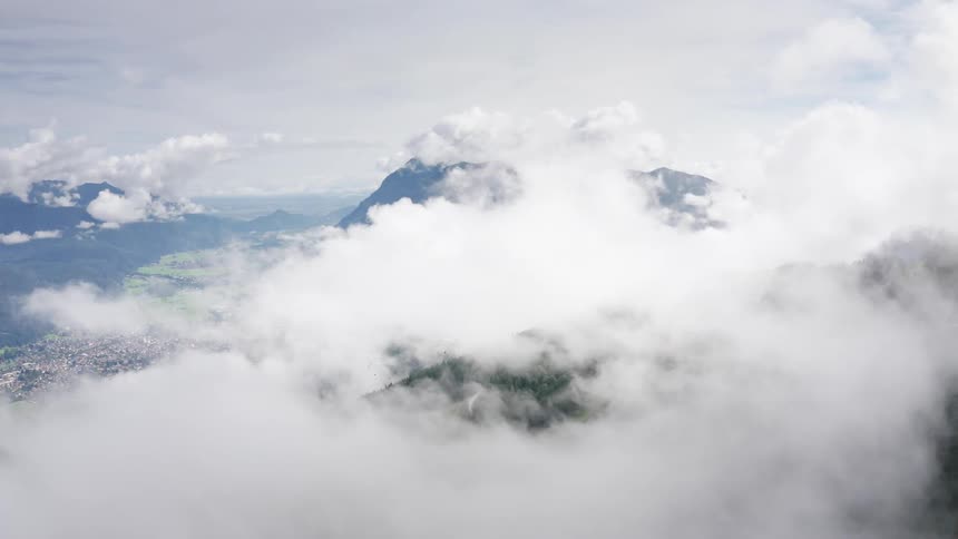 Clouds covering the mountain tops