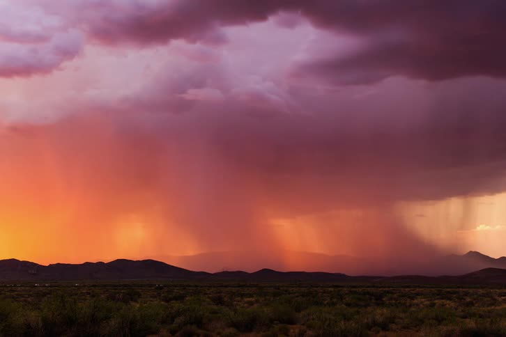 The skies throw rain down to the earth