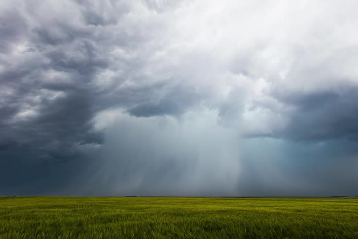 Rain and hail dump over the prairies