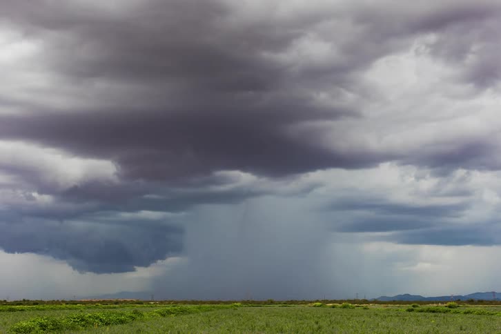 Strong downbursts of rain over the desert