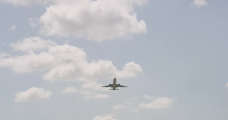 A plane takes off into the air