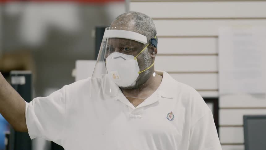 A man works on product