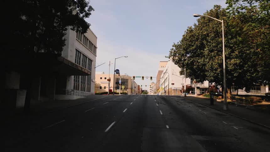 An empty city street during the day