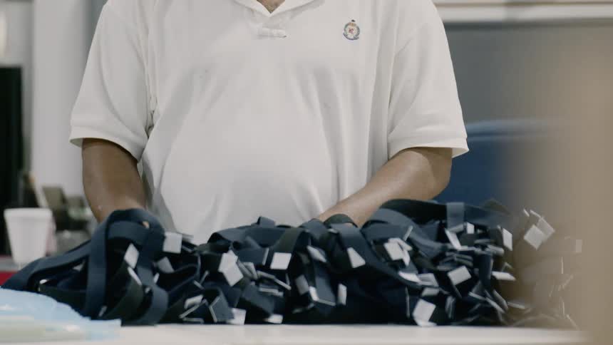 A man works in a factory