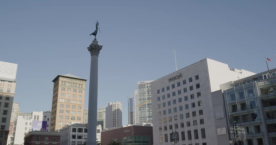 The city is empty on a sunny day