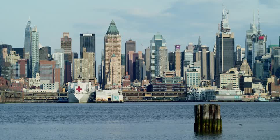 Static shot of a city skyline