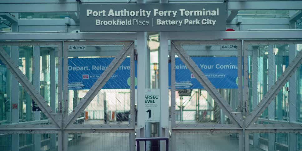 Static shot of a ferry gate
