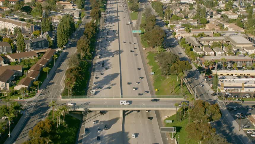 Cars driving on a freeway