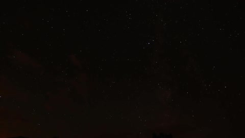 The stars in the night sky moving slightly
