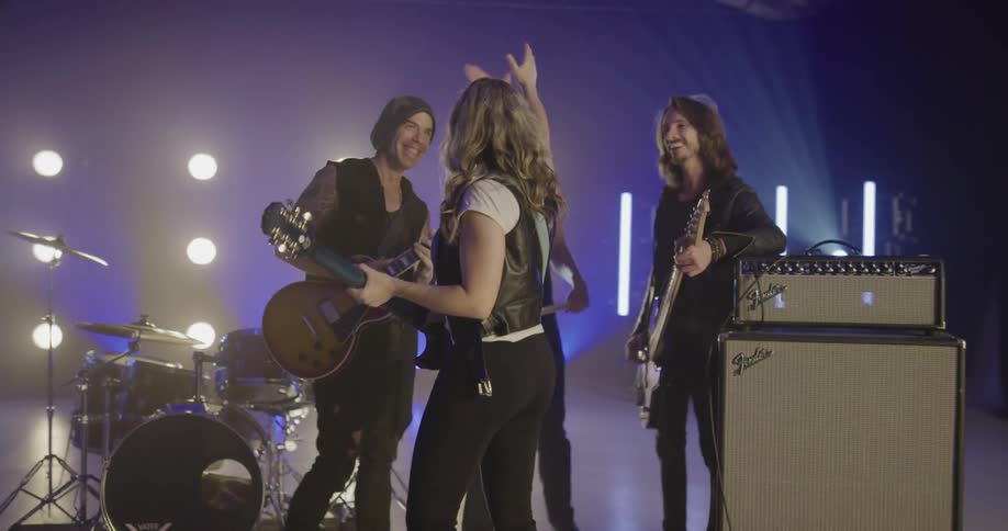 Rock band gets ready to start the show