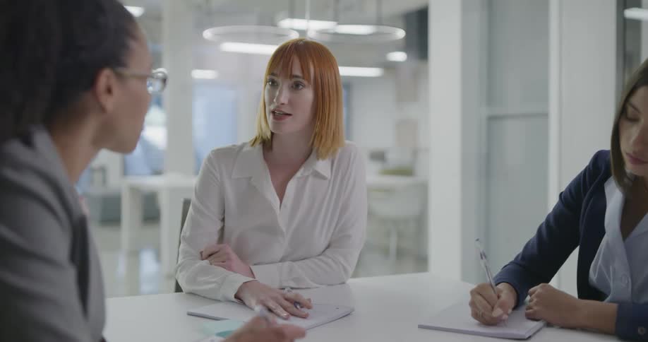 Businesswomen conduct a business meeting in the office