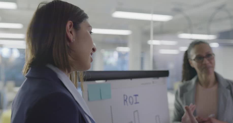 Three women discuss details