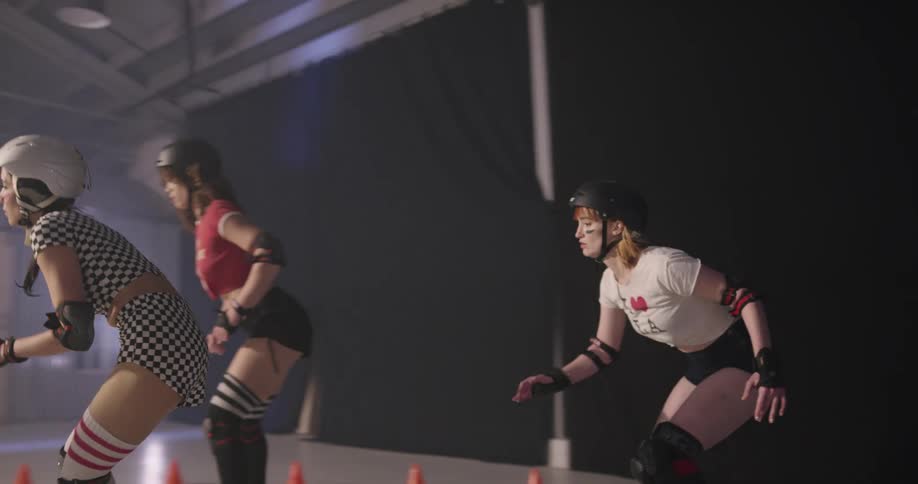 A group of women roller blading