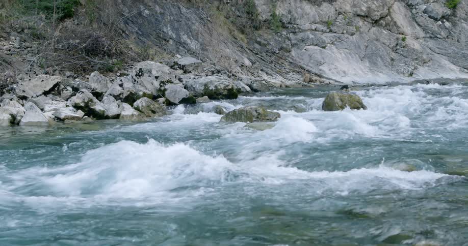 Static shot of a fast moving river