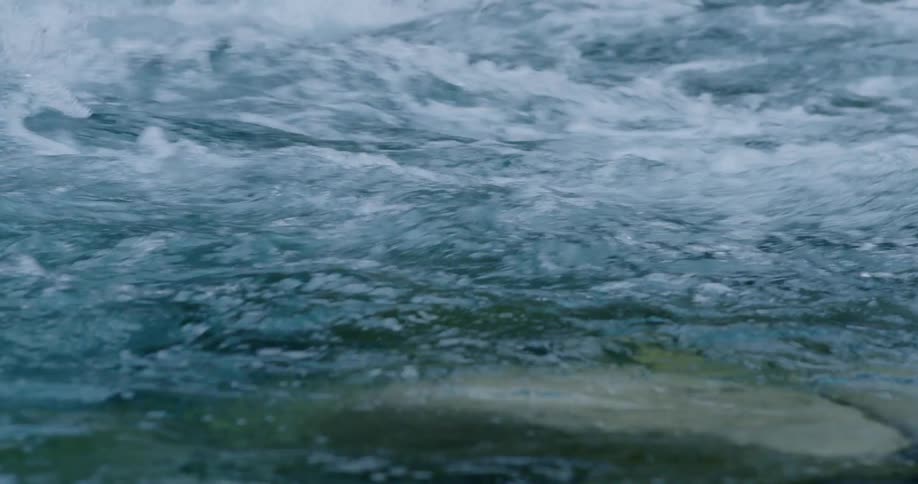 Ocean waves are moving in the water