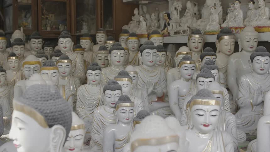 White porcelain asian statues