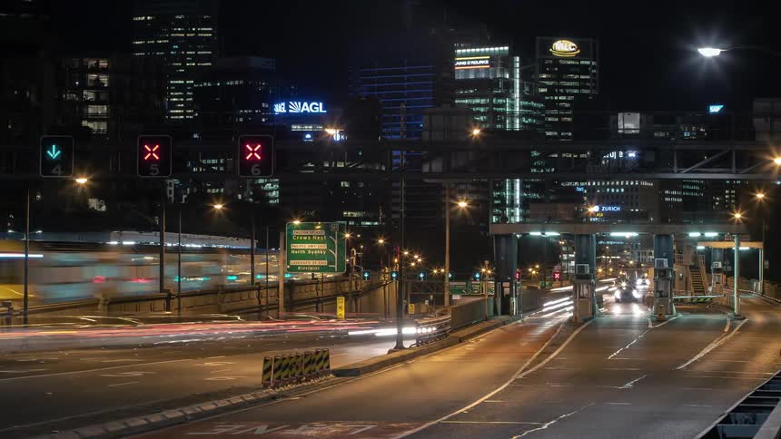 A large amount of traffic moves through the downtown of a city