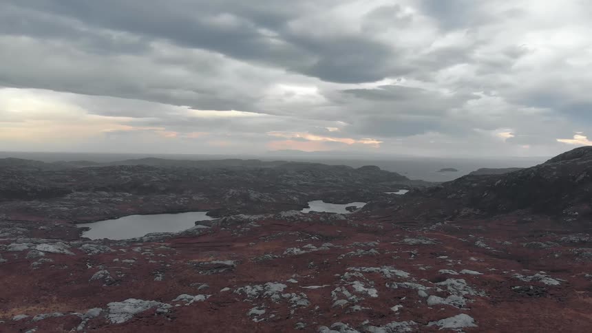Aerial view of isle of skye or lake district in england