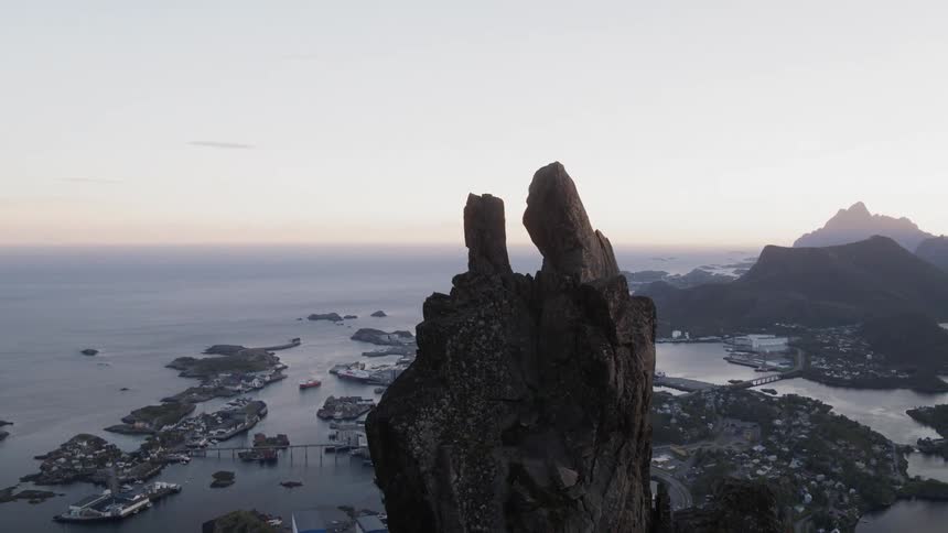 Lofoten cliffs overlooking the shoreline