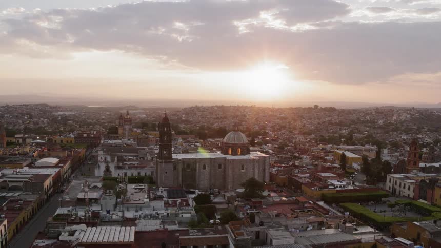 The rising sun shines down on San Miguel de Allende, Mexico