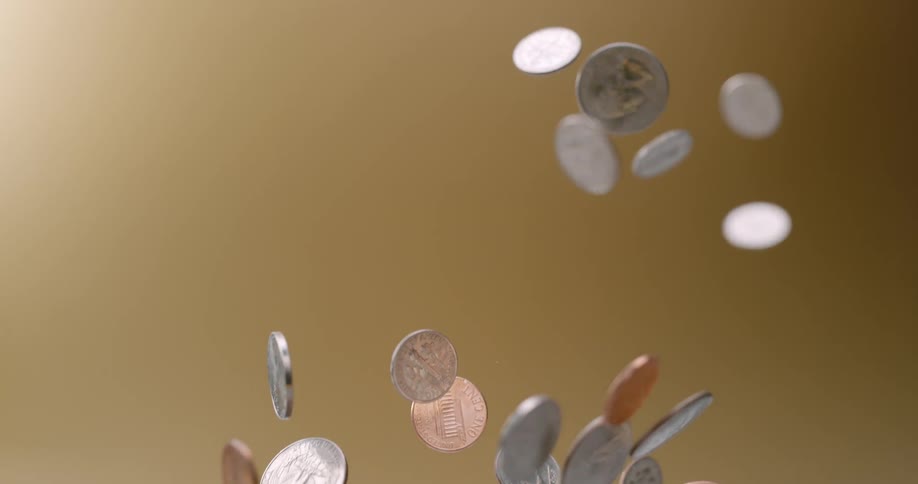 Money is thrown into the air