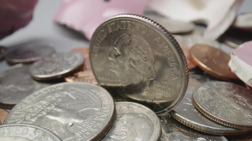 Us currency coins are displayed