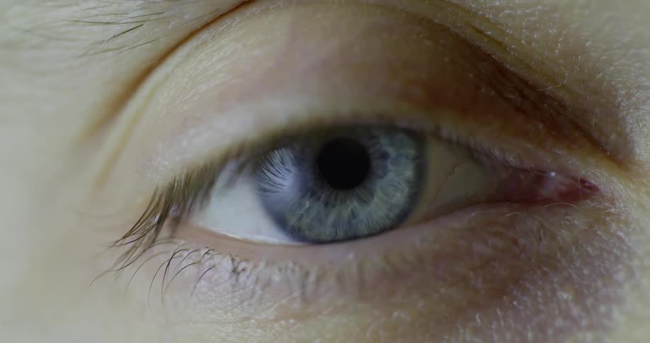 Blue eyed girl opens her eye