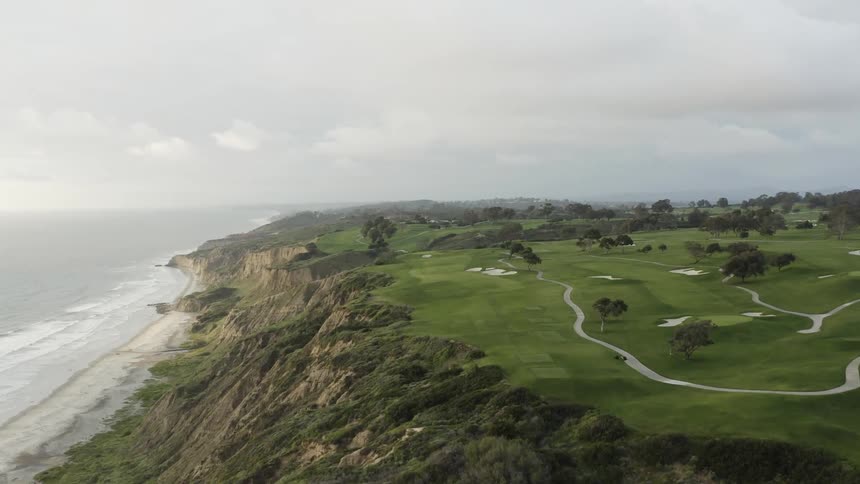 A golf course off the shoreline