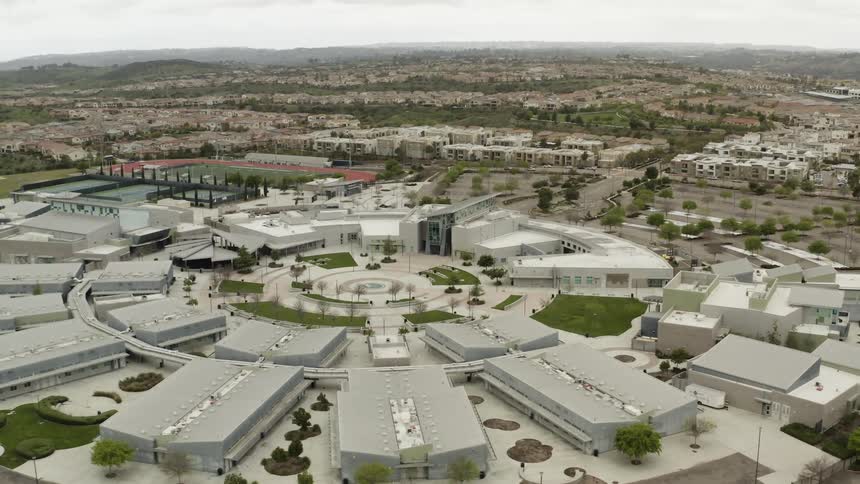 Aerial shot of a large building