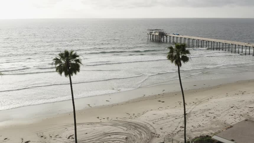 Aerial shot of a beach with no people