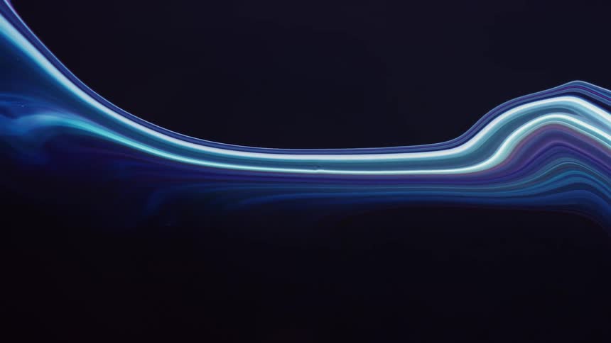 Ribbons and streams of blue flow across a dark background