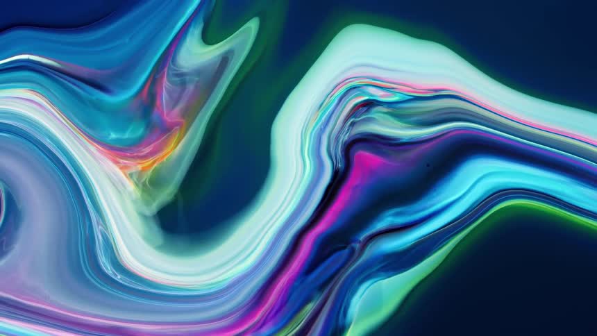 Liquids in a rainbow of colors swirl and flow