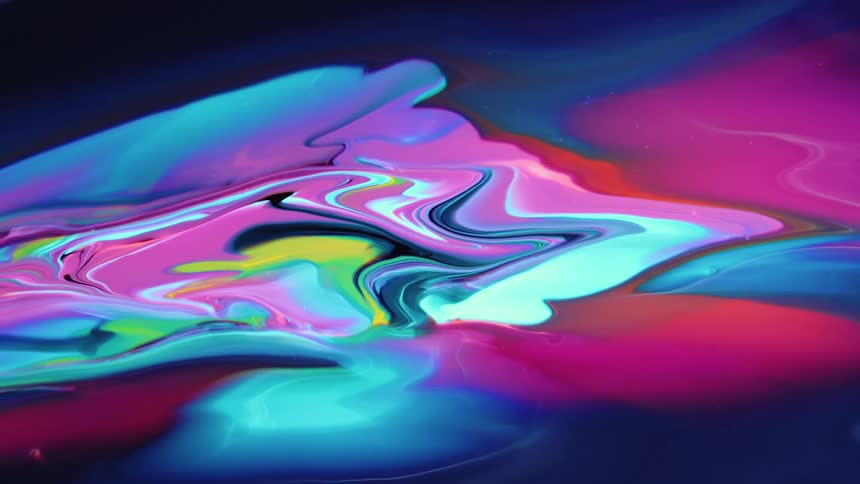 unique pattern of acrylic pour crosses the screen