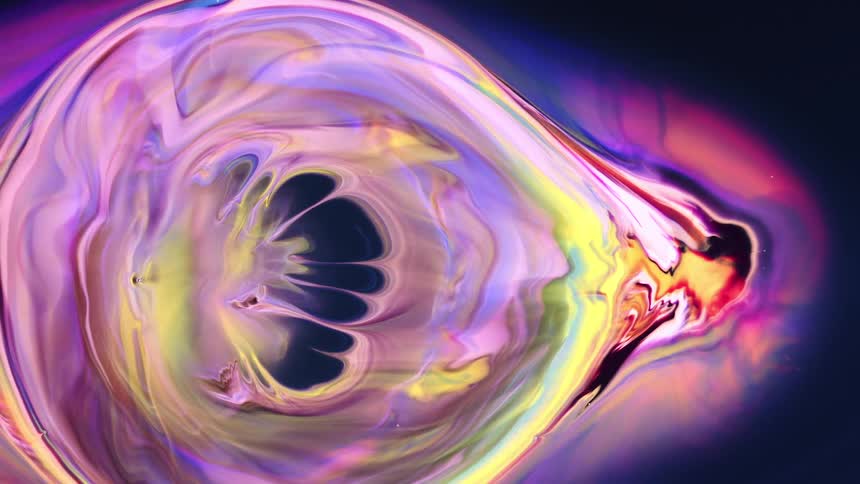 A close up of a color mess expanding