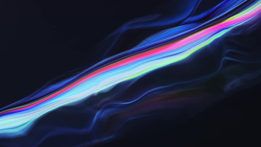 Bands of bright colors stretch against a dark background