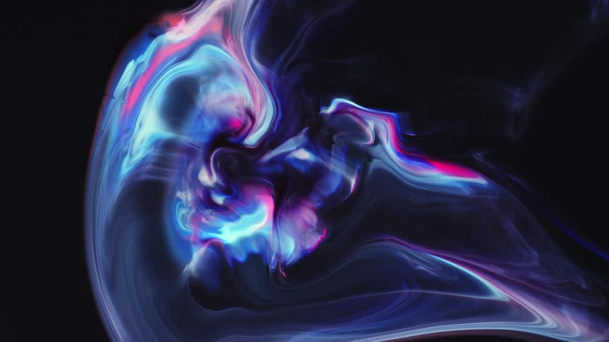 Blue and pink colors liquefy and change color intensity
