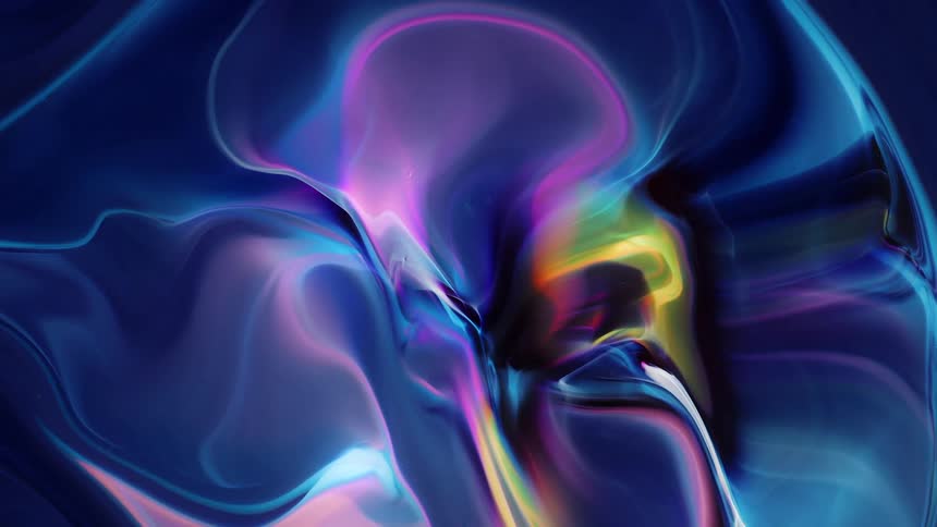 A full color spectrum wave of paint enters the screen and flows