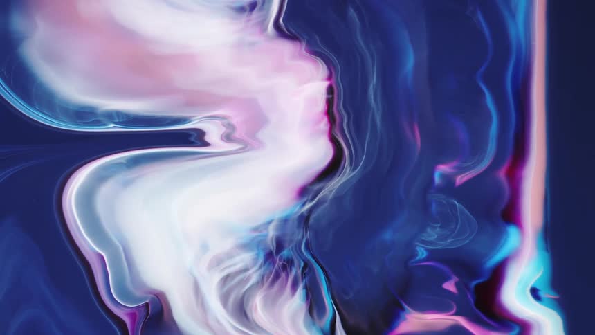 White pink blue and black colors move like smoke