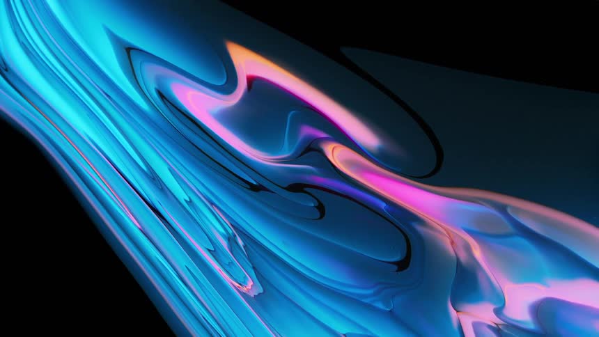 A stream of colors flowing and twisting on a black background