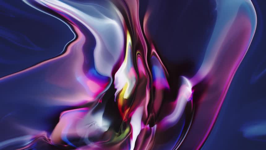Swirls of colors blend against a background of blues