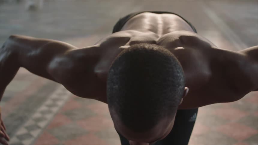 A male works out