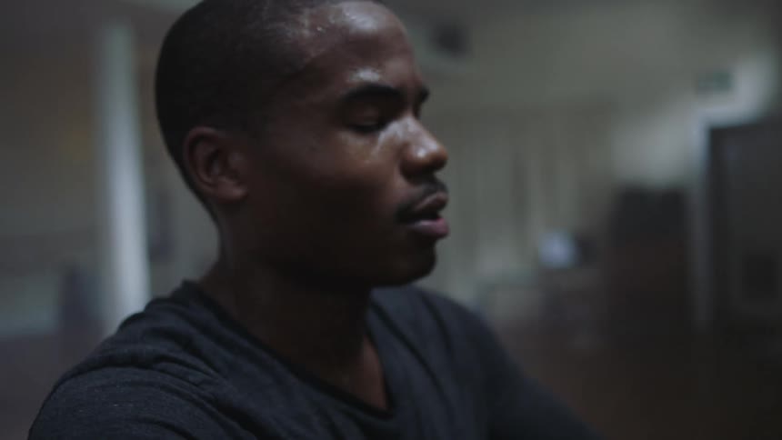 A man breathes hard after exercising