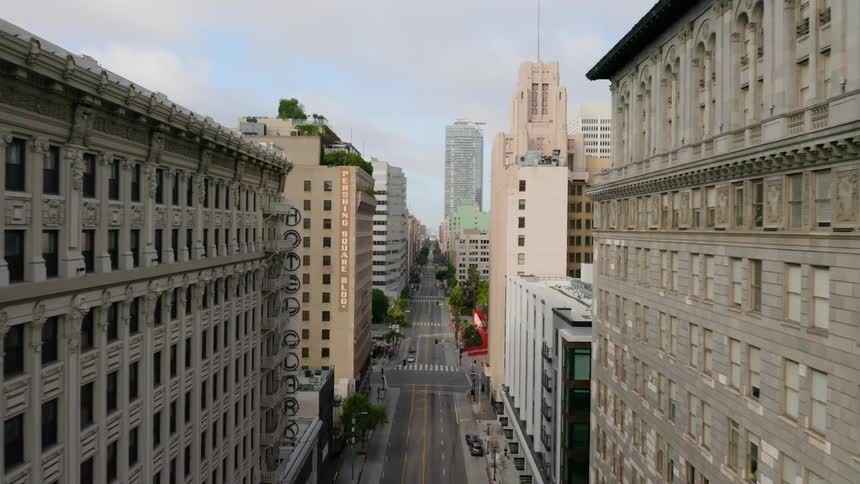 Aerial view of empty city streets