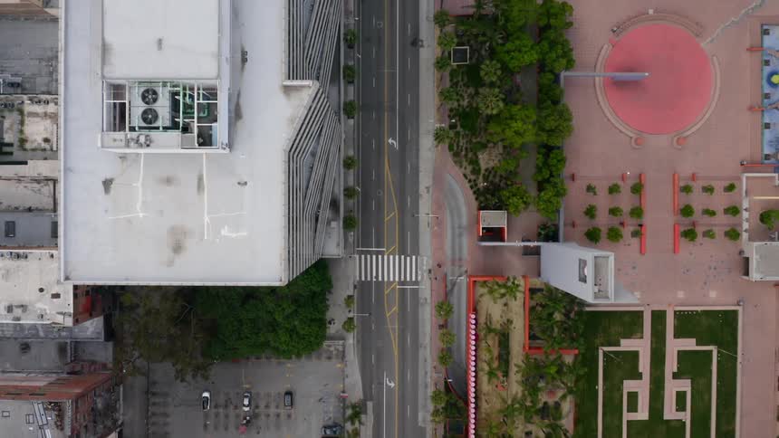 Aerial view of empty city streets during the day