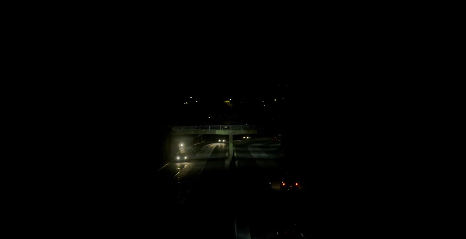 Cars driving at night