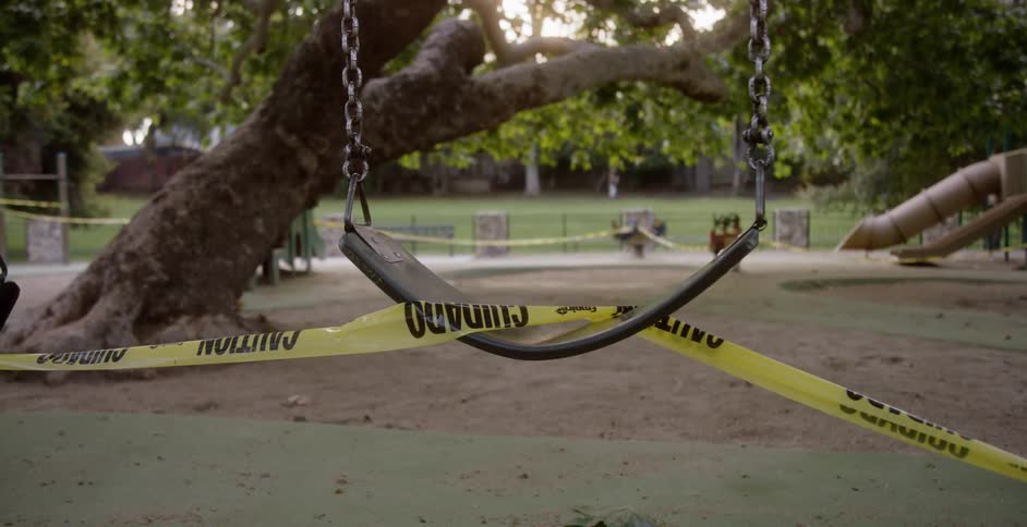 Closed swing set during pandemic
