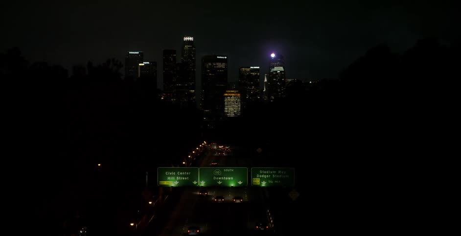 Cars drive on a freeway