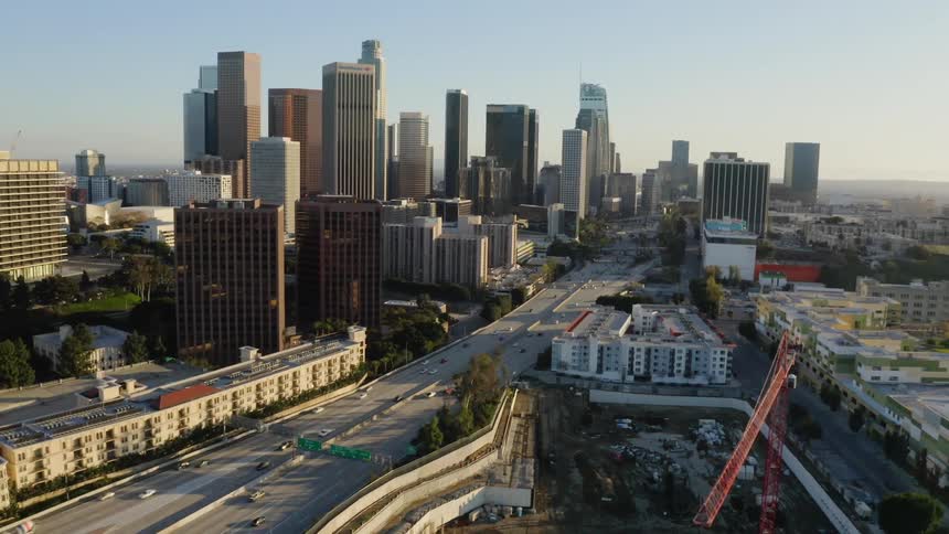Highway passing through downtown Los Angeles